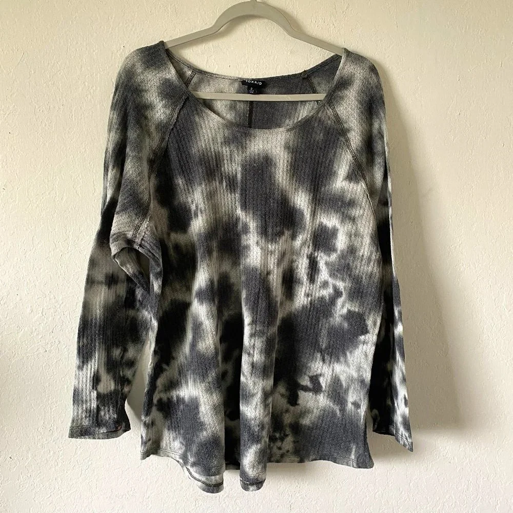 Torrid Womens Sweater Tie Dye Waffle Knit Plus Size 2 Scoop Neck Long Sleeve - Picture 1 of 14